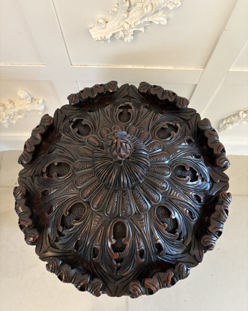 Large Magnificent Antique Pair of Carved Mahogany Urns - Image 11